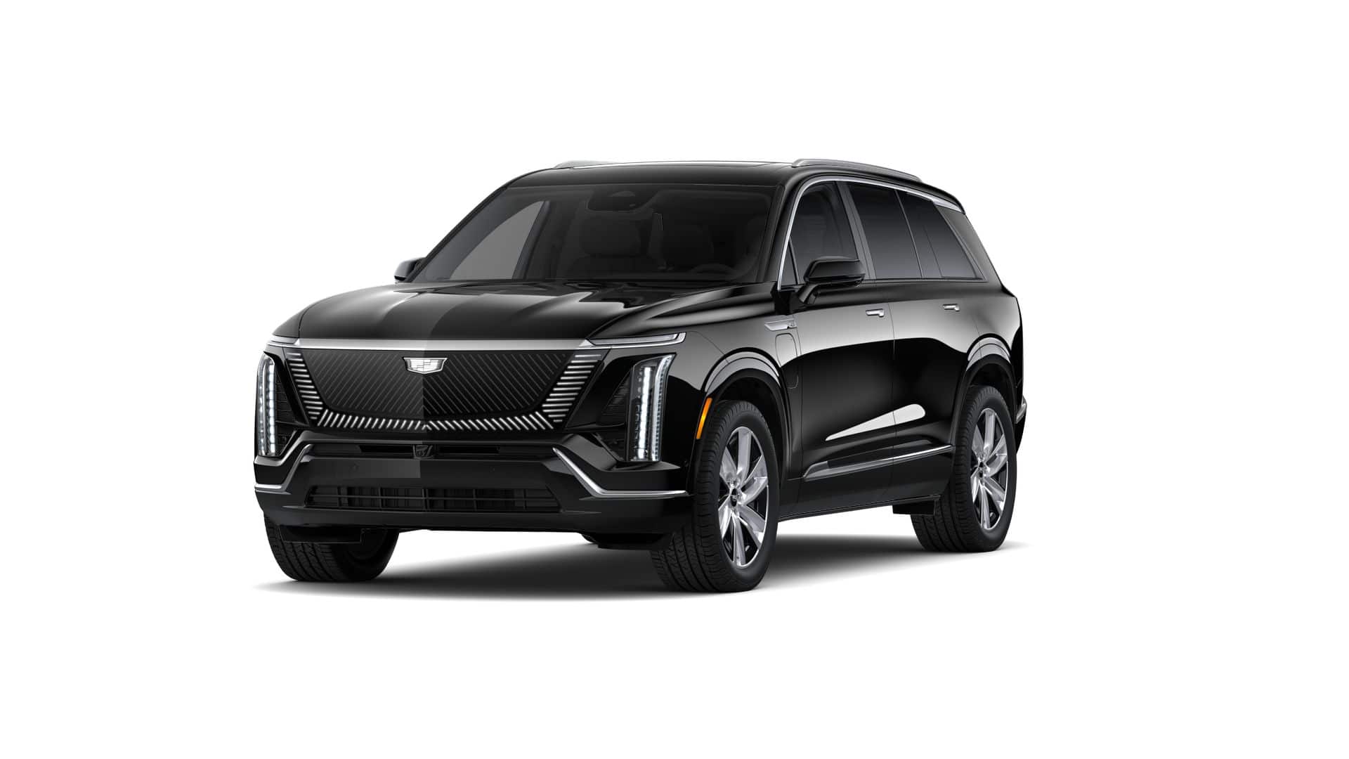 2027 Cadillac VISTIQ Luxury in Stellar Black Metallic — front three-quarter view