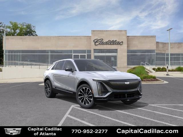 2026 Cadillac LYRIQ Premium Sport in Argent Silver Metallic — front three-quarter view