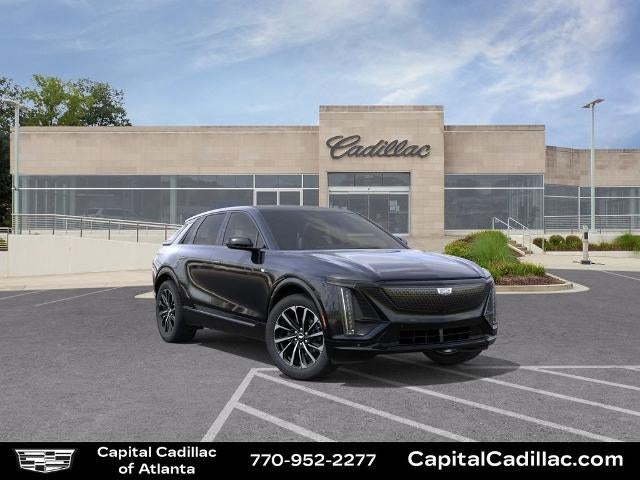 2026 Cadillac LYRIQ Premium Sport in Stellar Black Metallic — front three-quarter view