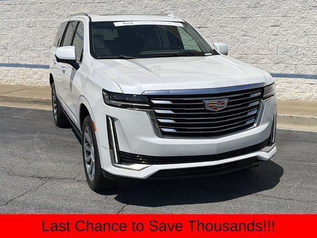 2022 Cadillac Escalade Premium Luxury Platinum in Crystal White Tricoat — front three-quarter view