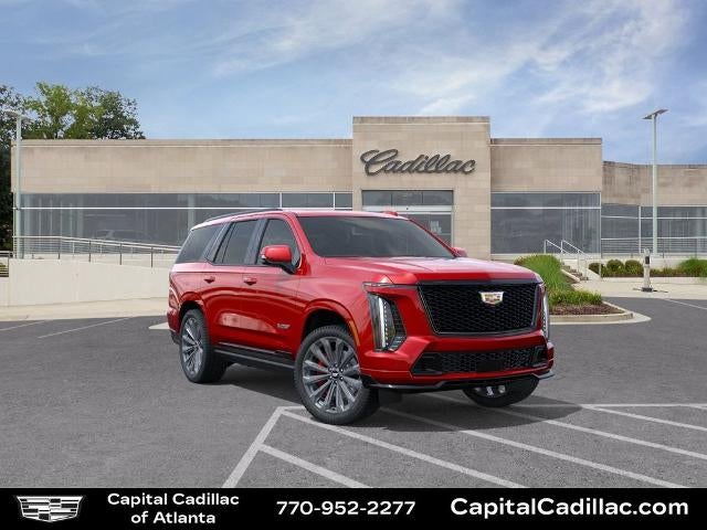 2026 Cadillac Escalade V-Series in Radiant Red Tintcoat — front three-quarter view
